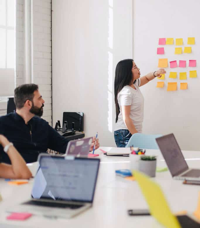 People in an office organising an event