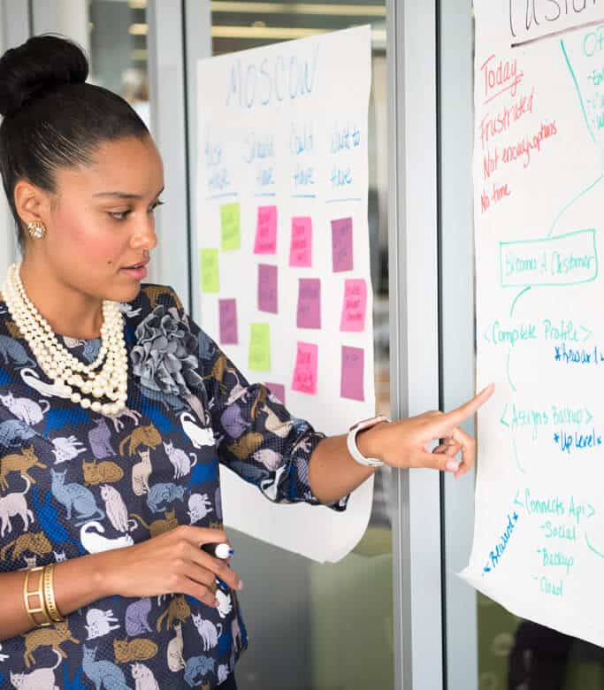 Project presentation by female office worker