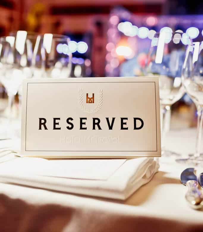 Reserved sign at event