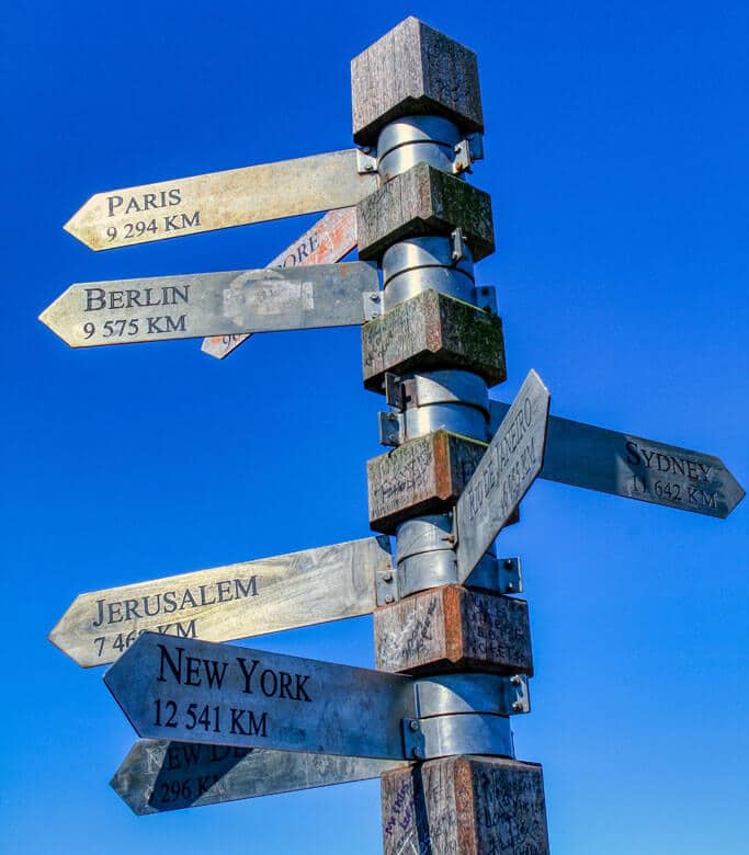 Signpost to countries with different languages